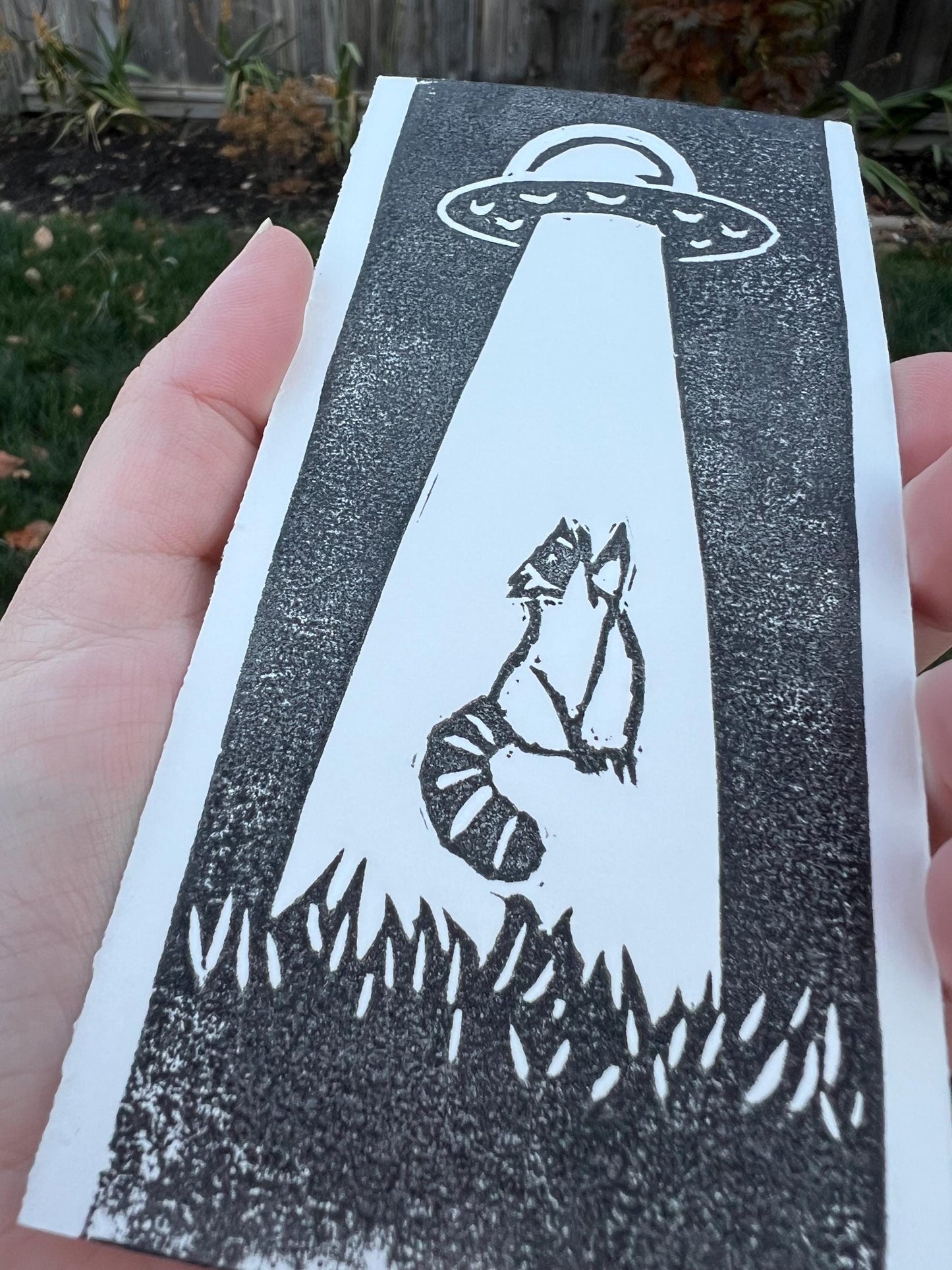 Take Me To Your Trash Can Linocut Block Print