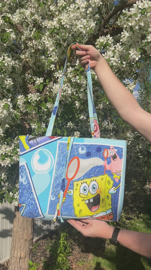 Square Pants 2000 - Upcycled Tote Bag